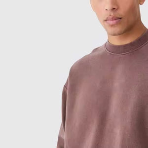 Sweat-shirt à col rond marron personnalisé en molleton de coton doux, coupe décontractée, manches longues, confortable, broderie OEM - Product Image 3