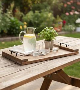 Plateau de style farmhouse, plateau en bois artisanal, plateau ottoman artisanal, plateau de service en bois, plateau de table basse, plateau extra large - Product Image 6