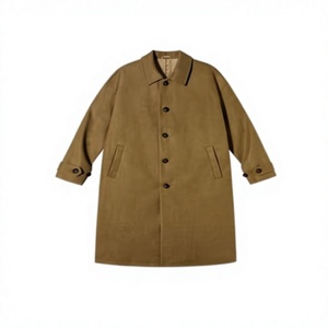 <b>Men's</b> Woolen <b>Long</b> Trench <b>Coat</b> Turn-down Collar Single Breasted Solid Color Regular Sleeve Overcoat - Product Image 2