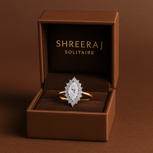 Bague de fiançailles avec halo de diamants de laboratoire taille marquise |   Bague en or massif 14 carats certifiée IGI avec diamants, vente en gros, fournisseur de bijoux sur mesure - Product Image 2