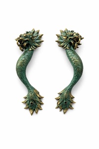 Poignée de portail en fer forgé résistant à la rouille, facile à installer, design classique style dragon – Accessoire pour portail/porte, finition peinte. - Product Image 2