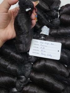 Indian Virgin Hair Extensions Machine Double Weft 40cm Spring Curly Black Human Hair Weaving Bundles - Product Image 5