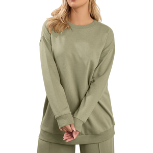 Plus Size Women's Breathable Autumn Winter Purple Sweatshirt Comfortable Jersey Fabric Crew <b>Neck</b> Long Sleeves Polyester/Cotton - Product Image 6