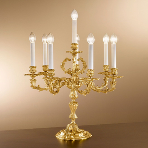 Vintage brass five arm <b>candelabra</b> showcasing an ornate grapevine design, available at wholesale prices. - Product Image 4