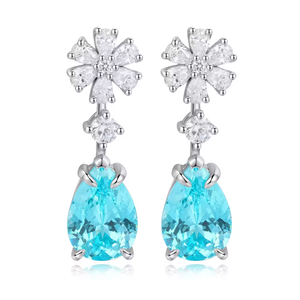 Trending 2 carat pear Cut Blue Diamond <b>Earrings</b> With White Diamond Luxury <b>earrings</b> <b>Top</b> Design for women's - Product Image 1