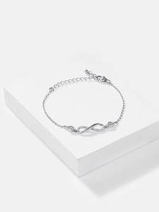 Minimalist Silver Diamond <b>Bracelet</b> With Round Brilliant Cut <b>Infinity</b> Design Women's Everyday Wear Jewelry <b>Bracelet</b> for Womens - Product Image 3