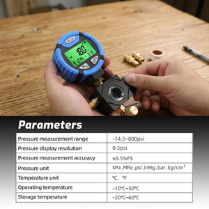 Manómetro Digital de Baja Presión para Refrigerante Único con Función de Prueba de Fugas, -14.5~800psi, 88 Refrigerantes Disponibles para HVAC - Product Image 4
