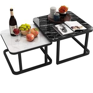 Table d'appoint robuste en métal et marbre, style traditionnel, pour intérieur, coins repas, salons, espaces de travail professionnels, placement de boissons - Product Image 1