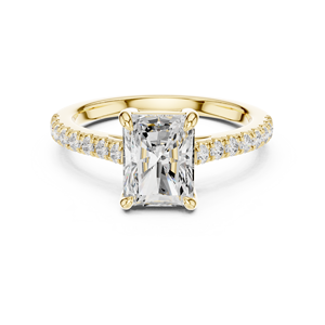 Bague de fiançailles et de mariage en or jaune avec diamant de laboratoire taille radiant pavé pour femme - Product Image 4