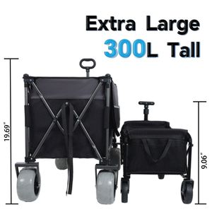 Chariot pliable robuste XL 300L avec roues tout-terrain de 9 po x 4 po, capacité de 480 lb pour le sable, les terrains accidentés et le camping - Product Image 4