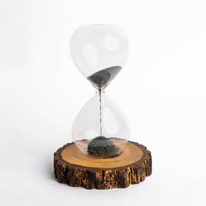 <b>Art</b> Deco Brass Rotating <b>Sand</b> Timer Handmade on Wood Base Black <b>Sand</b> Design for Anniversary - Product Image 2