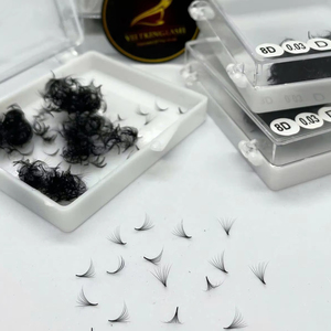 Narrow Cluster <b>Lashes</b> Korean PBT <b>Lash</b> Cashmere <b>Premade</b> Fans Loose Base Whispie <b>Lash</b> Extensions <b>Premade</b> Pointy Base Matte Black - Product Image 2