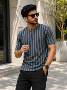 Camiseta Polo a Rayas para Hombre, Ligera, de Polialgodón, Ropa Personalizada, Camiseta Polo de Mezcla de Algodón para Hombre - Product Image 3
