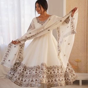 Ramdev Trading - Conjunto de Kurti de Seda Romana de Secado Rápido para Mujer, Estilo Étnico Moderno, para Todas las Temporadas, Lehenga Nupcial, Vestido Anarkali, Venta al por Mayor - Product Image 1