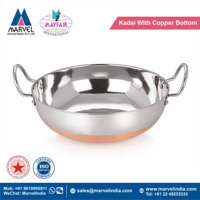 Kadai en acier inoxydable chromé, sans rouille, poli miroir, écologique, adapté aux aliments, rond, 14-36 cm, avec fond en cuivre