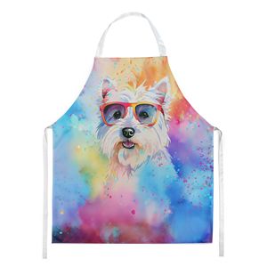 Delantal Multicolor grande Unisex Westie Hippie Dawg para cocinar manualidades para hornear jardinería-Servidor de cocina para hombres y mujeres adultos - Product Image 1