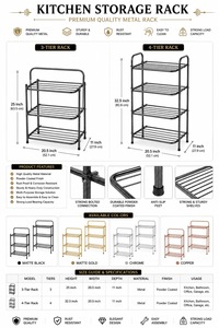 High Quality Metal Four-Layer <b>Dish</b> and Bowl Kitchen Storage Rack-Adjustable Multifunctional Modern Design 45.72cm X 63.5cm - Product Image 1