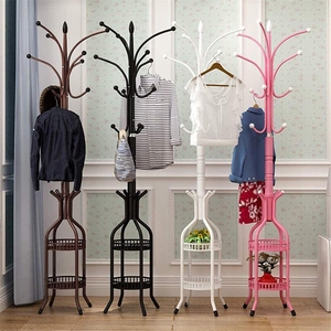 New design black and white PVD coated metal coat <b>stand</b> with tiered storage shelves luxury entryway customized options - Product Image 6
