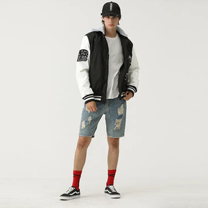 Chaquetas Letterman de Béisbol con Ribetes y Puños en Contraste Tejidos al por Mayor, Proveedor de Ropa de Moda con Corte y Confección, Chaquetas Bomber Varsity - Product Image 4