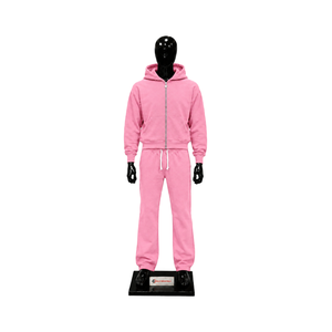Conjunto Deportivo Personalizado de Felpa Rosa para Hombre, Sudadera con Cremallera Completa y Pantalones Jogger, Ropa Deportiva Informal de Invierno, Venta al Por Mayor, Fabricante OEM - Product Image 1