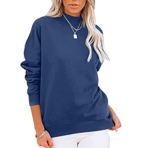 Nueva Llegada, Sudadera de Algodón de Lujo para Mujer, Manga Larga, Cuello Redondo, Hombros Caídos, Color Sólido, Cómoda, Informal, Cuello Alto - Product Image 1