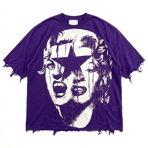 T-shirt col rond streetwear surdimensionné à imprimé personnalisé, style vintage rétro, en coton tricoté à manches courtes - Product Image 1