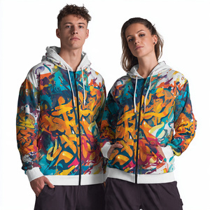 Sweat à capuche sublimé unisexe pour homme et femme, style streetwear hiver, avec fermeture éclair, nouvelle mode - Product Image 3