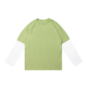 Conjunto de Dos Piezas de Ropa Urbana para Hombre de Alta Calidad, Camiseta Holgada con Hombros Caídos, Corte Holgado, Color en Contraste, Manga Larga, Estilo en Capas - Product Image 1