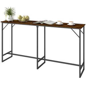 Tavolo Alto Rettangolare Industriale Marrone Rustico da 70 Pollici con Struttura in Acciaio e Stazione di Ricarica - Product Image 1