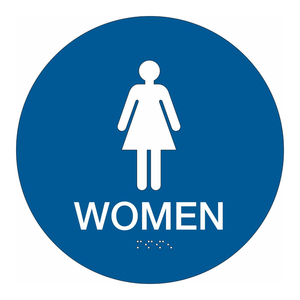 Panneau de signalisation pour toilettes féminines Brady Braille ADA, diamètre 12 pouces, marqueur d'installation intérieure - Product Image 1