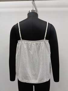 Camisola Blanca para Mujer, 100% Algodón, con Encaje, Cuello en V, Casual, Corta, Tejido Transpirable, Color Sólido, Viraak - Product Image 2