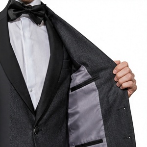 Costume de queue-de-pie pour homme en laine gris anthracite sur mesure, coupe ajustée, avec revers en vraie fourrure de renard, pour marié, smoking, frac de cérémonie, mariage formel - Product Image 5