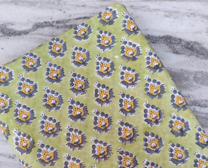Olive Buti Hand Block Print Cotton Fabric Small Floral Indian Dress <b>Material</b> <b>Sewing</b> Fabric Wholesale - Product Image 3