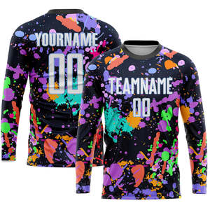 Maillot de sport respirant 100 % polyester à manches longues, uniforme de football personnalisé, séchage rapide, kit d'équipe avec nom et numéro - Product Image 4