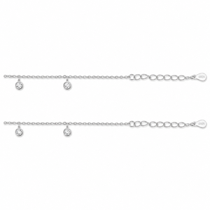 Chaîne de cheville pendante en argent sterling 925 avec zircone cubique pour femme, minimaliste, délicate, pour usage quotidien, cadeau de fête, finition polie - Product Image 4