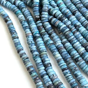 Perles d'Opale Bleue Naturelle Facettées en Forme de Roue Heishi, Fil de 16 Pouces, Perles de 6mm en Opale Bleue Véritable en Gros - Product Image 2