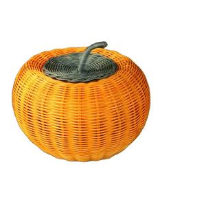 Cesta de Juguetes Ecológica de Bambú en Forma de Calabaza Blanca y Naranja para Bebés - Product Image 1