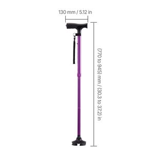 Bastone da Passeggio Pieghevole per Terapia Riabilitativa con 8 Livelli di Altezza e Base Girevole a 4 Punte per Assistenza Domiciliare - Impugnatura in Schiuma - Product Image 6