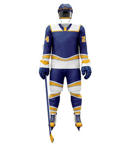 Tenues de hockey sur glace personnalisées pour hommes, ensemble en tissu 100 % polyester, comprend tout l'équipement essentiel, service OEM, séchage rapide et respirant - Product Image 1