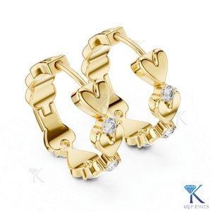 Pendientes de Aro con Motivo de Corazón de Diamante CVD Cultivado en Laboratorio, Oro Sólido de 14K y 18K, Joyería Fina para Mujer, Fabricante de Joyería para Bodas - Product Image 3