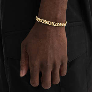 925 Sterling <b>Silver</b> 8MM Miami Cuban Link Bracelet Yellow Gold Plated Hip Hop Chain Bracelet <b>for</b> <b>Men</b> - Product Image 3
