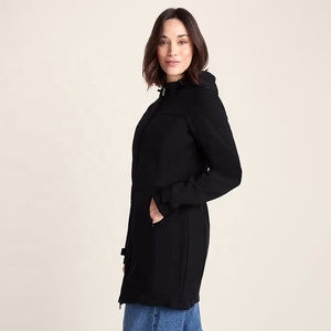 Chaqueta Softshell Larga Negra para Mujer, con Capucha, Cierre de Cremallera, Resistente al Viento e Impermeable, Corte Regular para Uso en Exteriores - Product Image 2