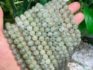 Perles rondes lisses en préhnite naturelle 4mm 6mm 8mm 10mm 12mm, perles de pierres précieuses en vrac pour la fabrication de bijoux - Product Image 6