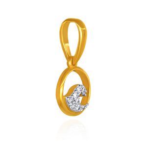 Collar con Colgante de Diamantes Cultivados en Laboratorio, Diseño de Onda Curva en Tono Dorado de Lujo, Brillante, para Mujer - Product Image 2
