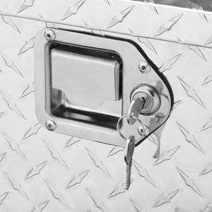 Cassetta Portautensili in Alluminio Rinforzato su Misura per Cassone Camion, Design a Lamiera Diamantata, Maniglia Laterale, Chiavi di Blocco, Organizer Contenitore PC - Product Image 5