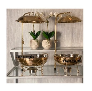 Plat de service en acier inoxydable au design avantageux, couleur or, style classique, pour restaurants, présentoirs de buffet, service de vaisselle, lot de 3 - Product Image 6