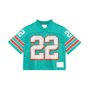 American Football Jersey T-<b>Shirts</b> Sublimated Embroidered Logo Custom 100% <b>Polyester</b> Boxy Mesh Streetwear Anti-Bacterial Half - Product Image 5
