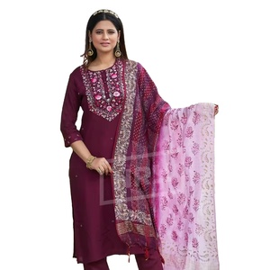 Pure Viscose Heavy Hand Work y bordado con Print Chandler Dupatta Kurtis set para la venta en línea - Product Image 1