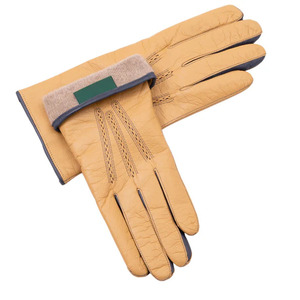 Guantes de piel de oveja hechos a mano para mujer, color canela, con ribete oscuro, suaves, de dedo completo, cálidos para invierno, con forro elegante, para exteriores, fiestas, conducción, con botón a presión - Product Image 5