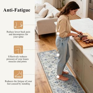 Set di Tappeti Anti-Fatica per Cucina, 2 Tappetini Imbottiti Impermeabili con Funzione Antiscivolo e Comfort per Stare in Piedi - Product Image 1